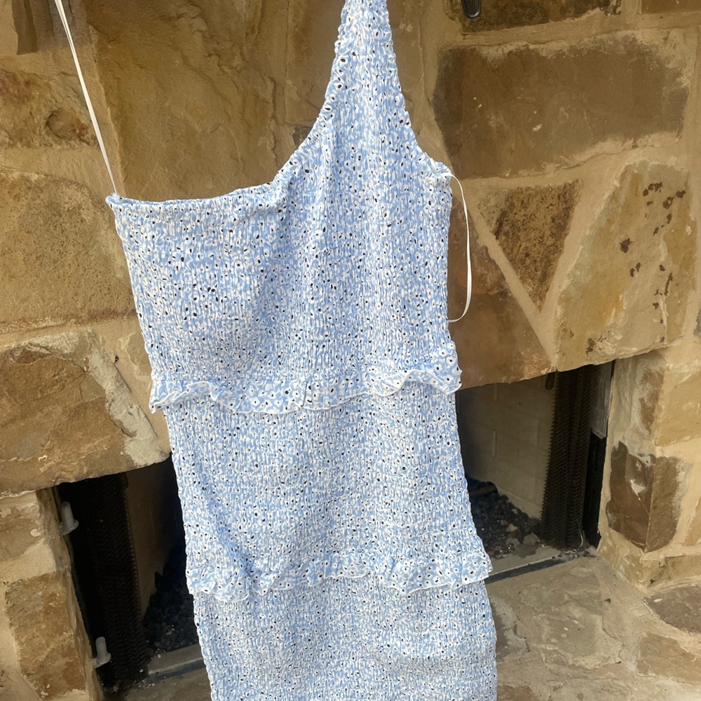Princess Polly Blue One Shoulder Slip Dress